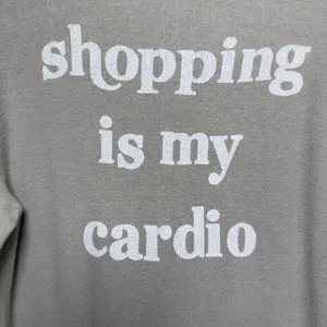 Wildfox Women Hoodie Medium Gray Shopping Is My Cardio Graphic Sweatshirt thumbnail 3