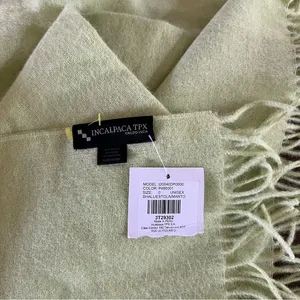 New Incalpaca Green Fringe Scarf Shawl Alpaca Wool Blend Luxury Wrap Peru 70x26” thumbnail 2