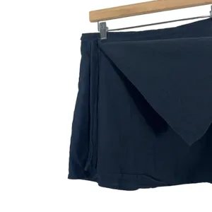 NWT Cider Wrap Solid Mini Skirt Black Minimalist Side Tie Cotton Size L thumbnail 2