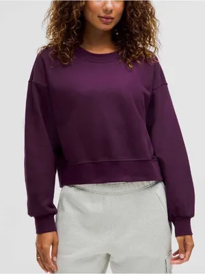 Lululemon Perfectly Oversized Cropped Crew *French Terry, Purple, Size 6 thumbnail 2