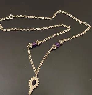Vintage Handcrafted 925 Sterling Silver Amethyst Cabochon Pendant 18” Necklace thumbnail 3