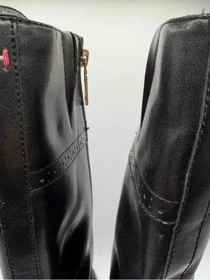 Tommy Hilfiger Black Leather Tall Riding Boots Lace Up Side Zip Women’s 6.5M thumbnail 7
