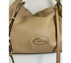 coach medium w adjustable strap tan leather cross thumbnail 5