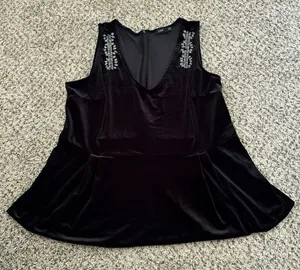 Lane Bryant Women's Sleeveless Black Velvet Beads Tank Top Size 18/20‎ thumbnail 1