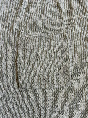 Relaxed Cream Short-Sleeve Knit Sweater with Chest Pocket thumbnail 3