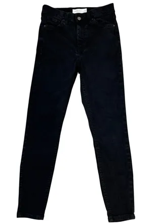 Topshop Jamie Skinny Ankle Jeans‎ 26 Black Mid-Rise Stretch Denim Emo Goth Pants thumbnail 1