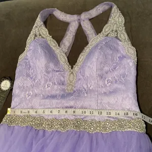 Women’s Purple Full Length V-Neck Silver Beaded Prom Party Dress Size 14 NWT thumbnail 11
