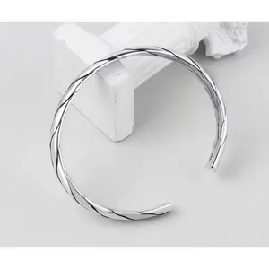 925‎ Sterling Silver Braided Cuff Bangle Bracelet Adjustable Open End thumbnail 5