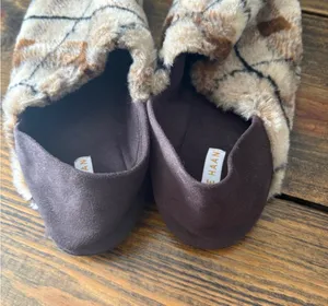 Cole Haan Brown Plaid Faux Fur Shearling Slippers thumbnail 3