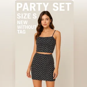 Just Polly New York Size S Sequin Two-Piece Set | Crop Top & Mini Skirt |(H4)✨✨ thumbnail 2