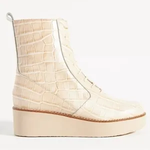 Anthropologie Boots lace up Stompy size 6 Cream thumbnail 1