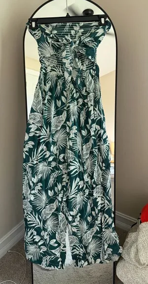 Patrons of Peace Hacienda Teal Tropical Strapless Jumpsuit thumbnail 1