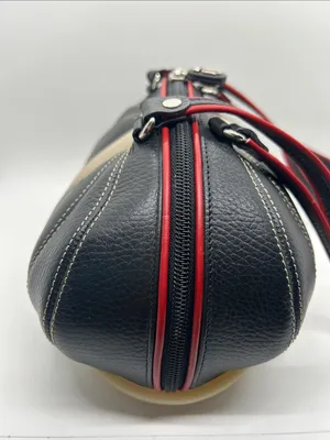 ALALUNA Vintage Retro Rare Black/Cream Leather Molded Base Shoulder Bag Purse 🌺🌺 thumbnail 4