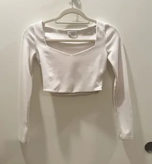 Aritzia Babaton White Crop Top Long Sleeve Size XS thumbnail 1