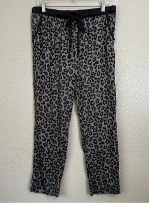 Lucky Brand Gray and Black Leopard Very Sofy Pajama Set, Sz Medium thumbnail 7