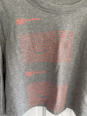 Nike Sportswear NYC House of Innovation Cropped Long Sleeve Tee Gray M thumbnail 2