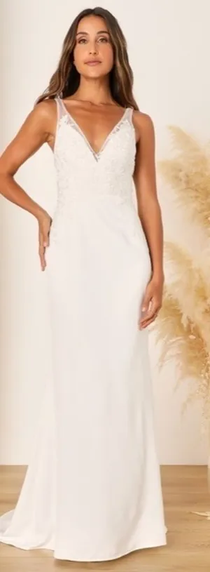 LULUS Bridal Wedding Elegant Sophisticated Sexy Floral Mermaid Trumpet Gown thumbnail 1