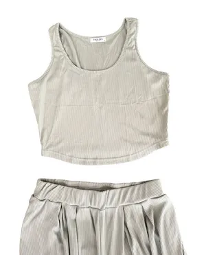 Ekouaer Worn once! Sage Green Set Wide Leg Pants and Crop Top Women's Size Medium thumbnail 1