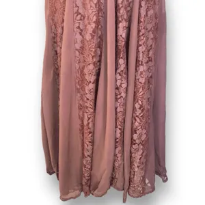 Vintage‎ 90s Brown Floral Lace Chiffon Panel Midi Dress Small Romantic Sheer thumbnail 4