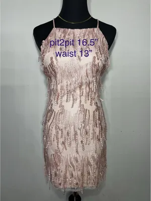 Lulus Making Magic Blush Pink Fringe Lace-Up Mini Dress XS thumbnail 3