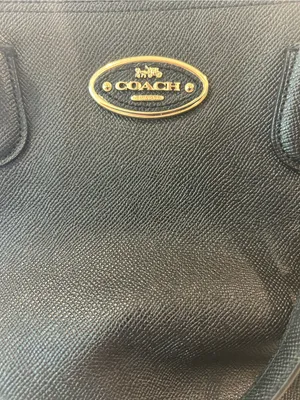 Coach Black Leather Tote Bag with Long Shoulder Strap thumbnail 3