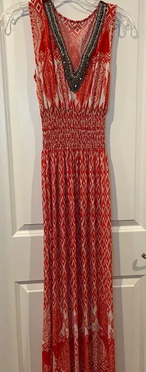 Maxi sleeveless dress Red thumbnail 1