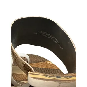 Tory Burch Geometric Marquetry Block Heel Sandals Brown White Leather 7.5M thumbnail 6