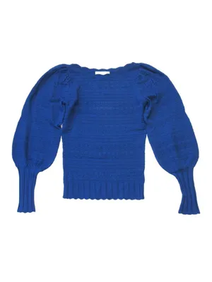 NWT La Maille Sezane Roma in Horizon Blue Textured Pointelle Knit Sweater Top XS thumbnail 4