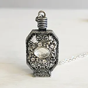 Artisan Crafted Perfume Bottle Pendant Necklace Rhinestone Embellishment thumbnail 5