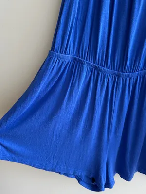 maitai Stretchy Off the Shoulder Ruffle Romper, Casual Summer,Royal Blue, Medium thumbnail 4