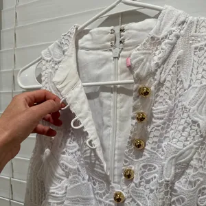 Lilly Pulitzer Alexa Lace Seashell Beach Bridal Shift Dress Sz 2 White Buttons thumbnail 4