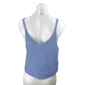 Lulus Women's Blue Ribbed Knit Sleeveless Scoop Neck Cami Tank Crop Top Size L thumbnail 3