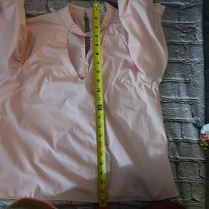 Bleuh Ciel Peach V-Neck Chocker Blouse M Balloon Sleeve Fairycore Whimsygoth thumbnail 8
