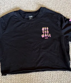 Vans Off The Wall Crop Top Long Sleeve Shirt Black Small Multi-Color Check NEW thumbnail 1