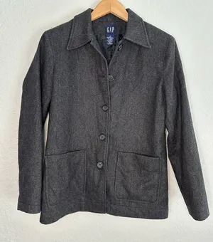 Vintage GAP Grey Wool Coat Jacket Button Front Pockets Preppy Outdoor Blazer thumbnail 1