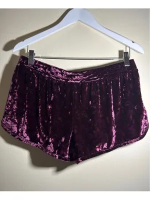 Victoria's Secret PINK Velvet Athletic Shorts Purple Size L thumbnail 3