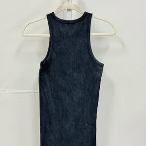 Brave Fame‎ Ribbed Racerback Midi Dress Charcoal Grey Mineral Wash Small Bodycon thumbnail 5