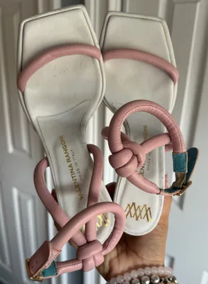 Valentina Rangoni Women's Lino Royal Pink/White Block Heels Leather Size: 7M thumbnail 7