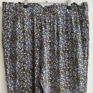 LOFT Paperbag Waist Cropped Flowy Floral Print Pants, Black/Multi, Size Large thumbnail 15