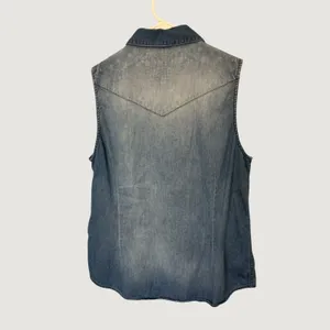 Harley-Davidson Womens Sleeveless Denim Shirt Blue Medium Wash Embroidered L thumbnail 3