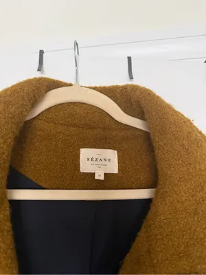 Sezane Leo coat yellow wool blend vert bronze thumbnail 4