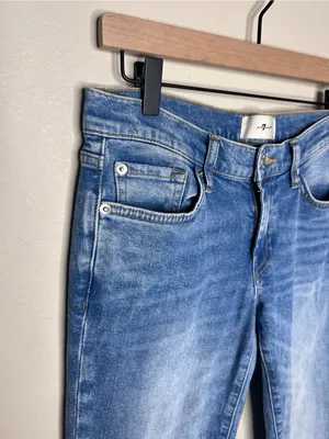 7 for all‎ mankind Women's Jeans Original Bootcut Size 27 Hem Split Light Wash thumbnail 2