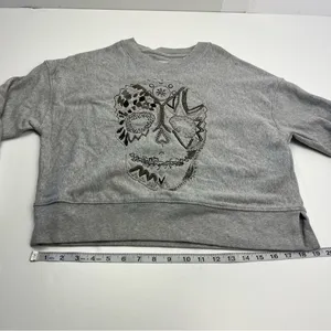 Zadig & Voltaire‎ Gray Skull Embroidered Women's Top SEE MEASUREMENTS *FLAW thumbnail 8