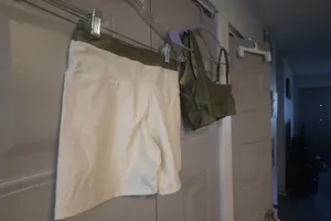 Workout exercise loungewear casual summer active shorts and one should top sports bra set in olive green and beige thumbnail 8