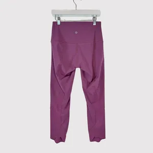 Lululemon Women Leggings Purple Wunder Under Crop Scallop Pull On Stretch Size 6 thumbnail 3