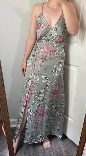 Boutique 1861 Sage Green Silky Midi Floral Dress thumbnail 1