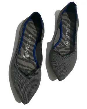 Rothy's Charcoal Gray and Blue Trim Pointy Women's Flats Size 8 thumbnail 1