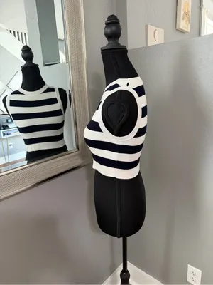Zara striped sleeveless knit nautical costal chic crop top size small. thumbnail 3