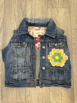 Mossimo Denim Denim Vest Patchwork Floral Distressed M Button Front thumbnail 10