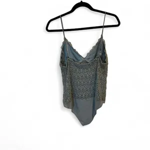 Zara Khaki Green Crochet Lace‎ Body Suit Size Large thumbnail 2